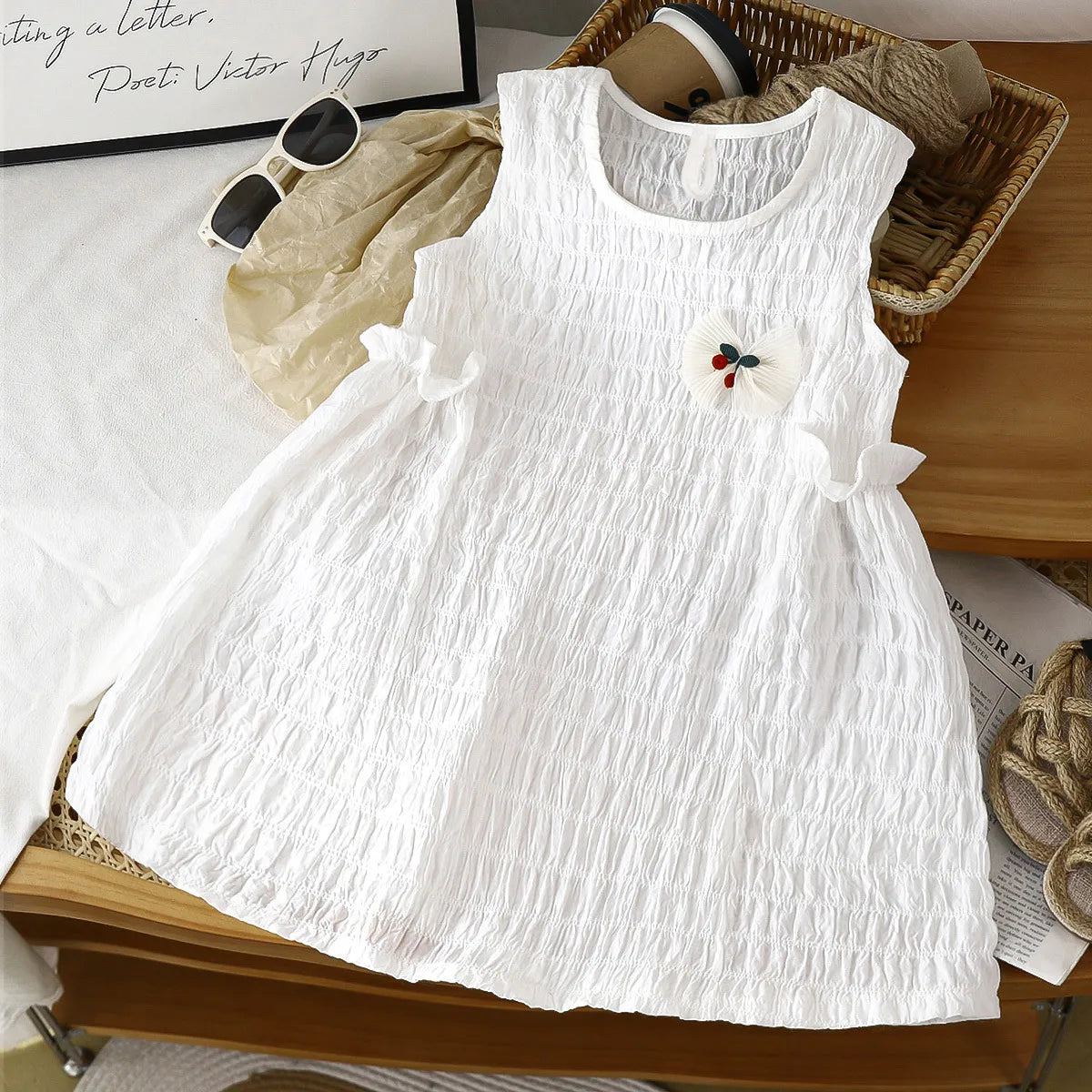 GIRL' FASHION SOLID SLEEVELESS DRESS