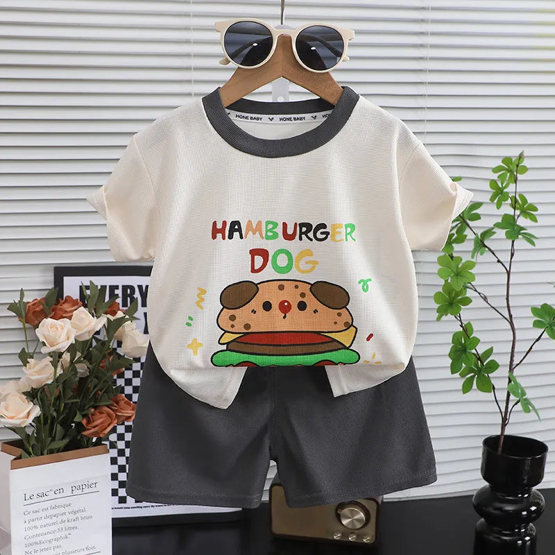 BOY'S SUMMER PRINTED SHORTS-SLEEVE 2PCS SET