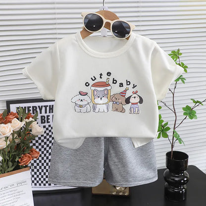 UNISEX SUMMER SHORT-SLEEVE T-SHIRT  2PCS SET