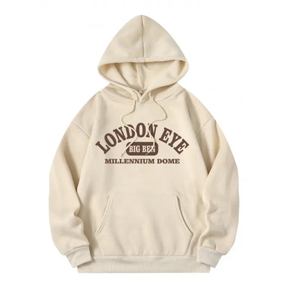 LADIES CASUAL PRINTED LOOSE FLEECE-LINED HOODIES JACKET