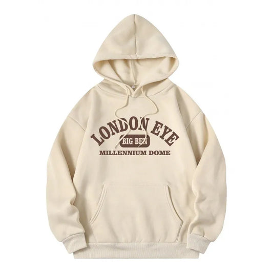 LADIES CASUAL PRINTED LOOSE FLEECE-LINED HOODIES JACKET