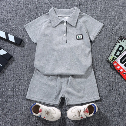 BOY'S FASHION SHORT-SLEEVE POLO SHIRT 2PCS SET