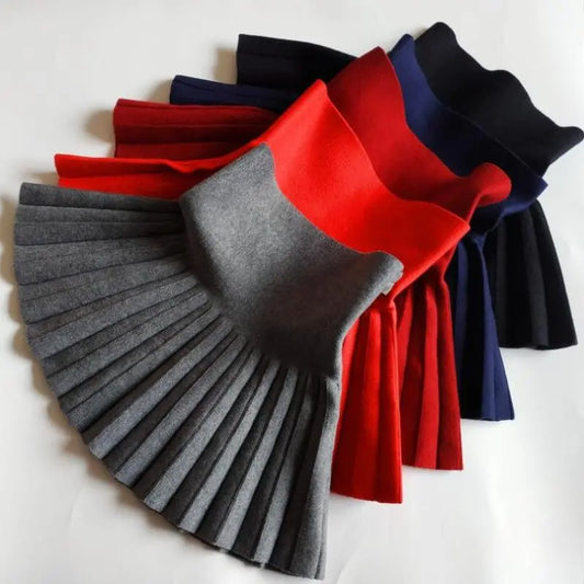 GIRL'S PREPPY SOLID HIGH WAIST PLEATED SKIRT