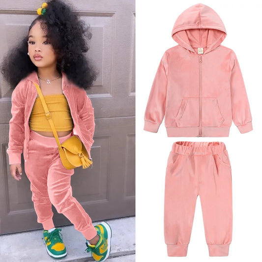 UNISEX CASUAL SOLID PLUSH HOODIES 2PCS SET