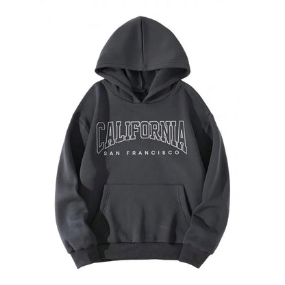 LADIES CASUAL PRINTED LOOSE FLEECE-LINED HOODIES JACKET