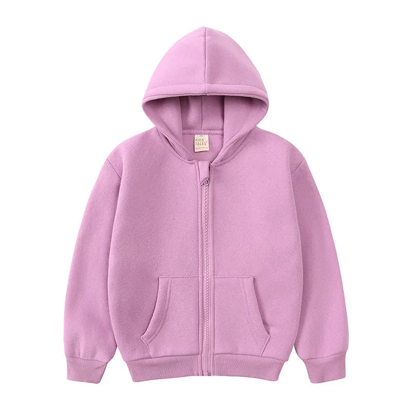 KIDS WINTER THICK COAT COTTON SOLID HOODIE CUSTOM