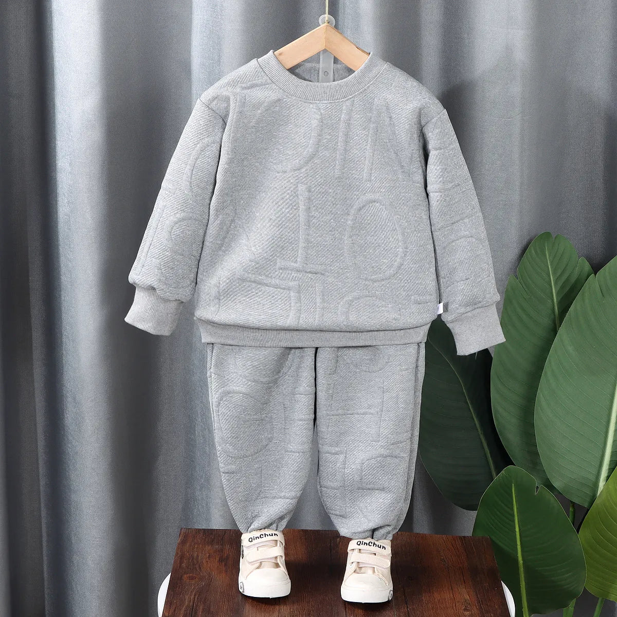 BOY'S AUTUMN CASUAL PATTERN LONG-SLEEVE 2PCS SET