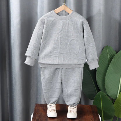 BOY'S AUTUMN CASUAL PATTERN LONG-SLEEVE 2PCS SET