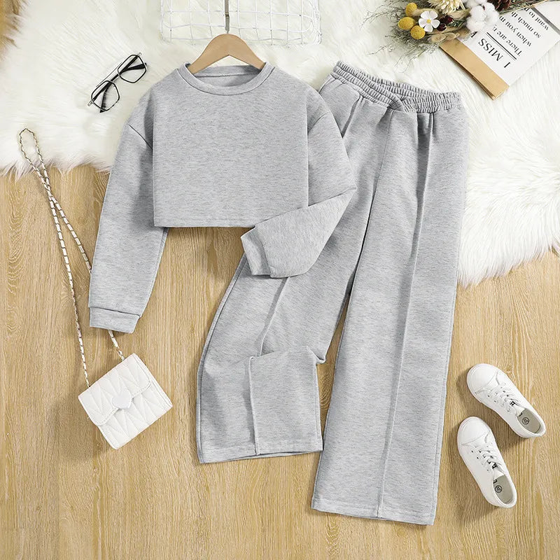 GIRL'S CASUAL SWEATSHIRT WIDE-LEG PANTS 2PCS SET