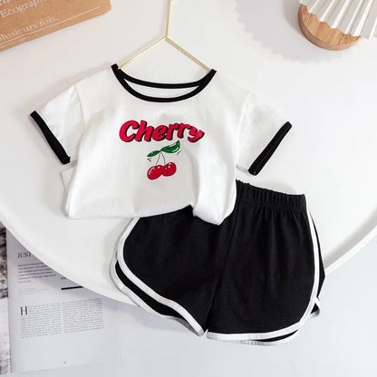 GIRL'S CASUAL CUTE SWEET ALPHABET PRINT  2PCS SET