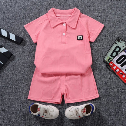 BOY'S FASHION SHORT-SLEEVE POLO SHIRT 2PCS SET