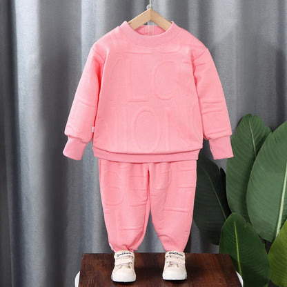 BOY'S AUTUMN CASUAL PATTERN LONG-SLEEVE 2PCS SET