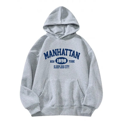 LADIES CASUAL PRINTED LOOSE FLEECE-LINED HOODIES JACKET