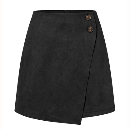 GIRL'S AUTUMN WINTER SUEDE HIGH WAIST SKIRT