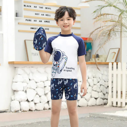 BOY'S CUTE CARTOON PRINT TANKINIS SWIMSUIT