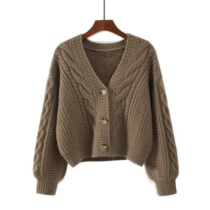 LADIES RETRO V-NECK  CARDIGAN JACKET SWEATER