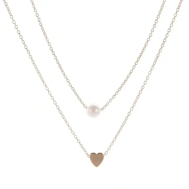 LADIES PEARL AND HEART NECKLACE