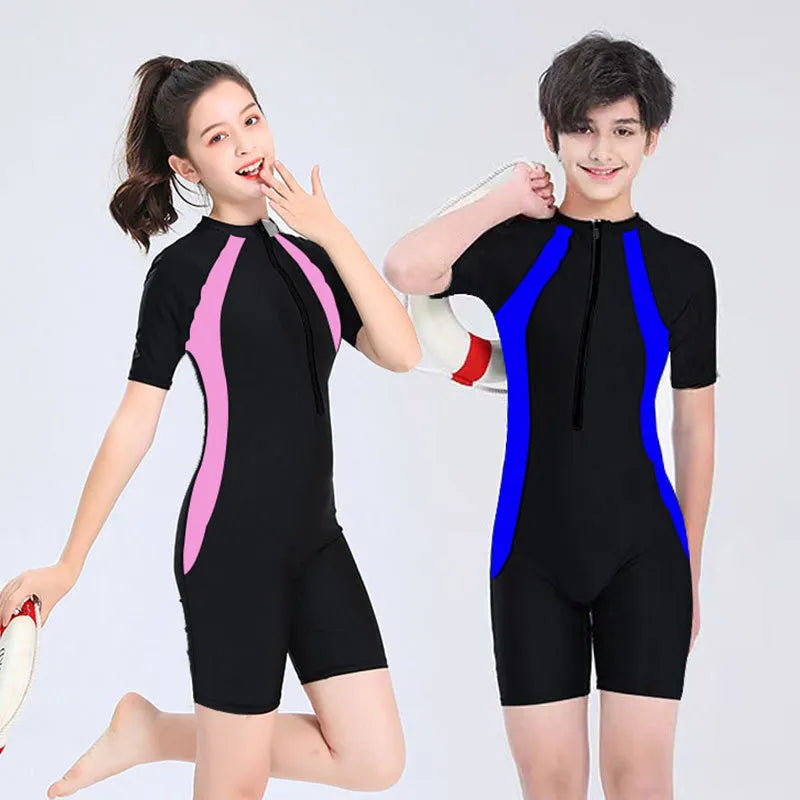 KIDS UNISEX BLOCKING QUICK BREATHABLE SWIMSUIT