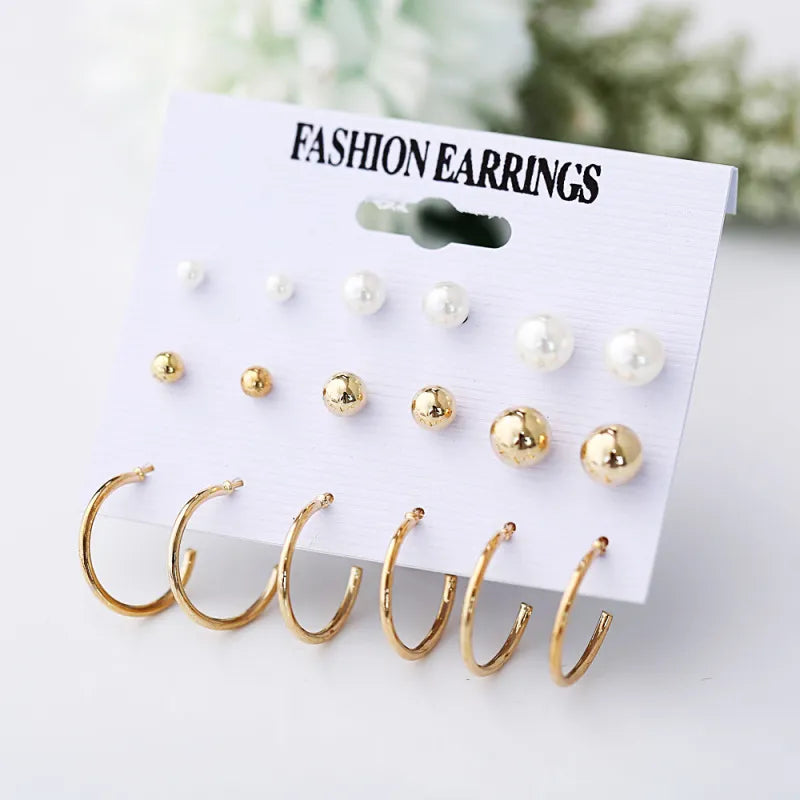 LADIES PEARL ALLOY EARRING SET