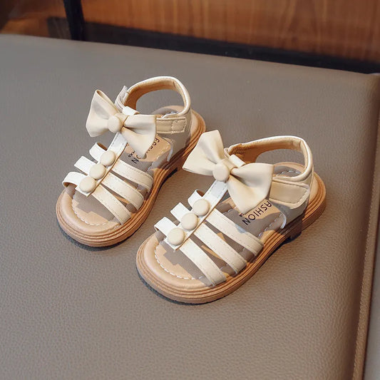 GIRL'S BOW BUTTON SANDAL SHOES