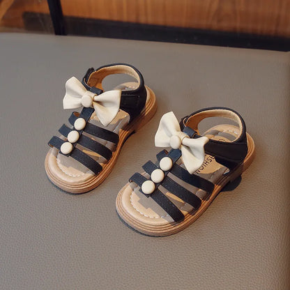 GIRL'S BOW BUTTON SANDAL SHOES