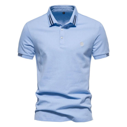 MEN'S SHORT SLEEVE STRIPE COTTON POLO SHIRT