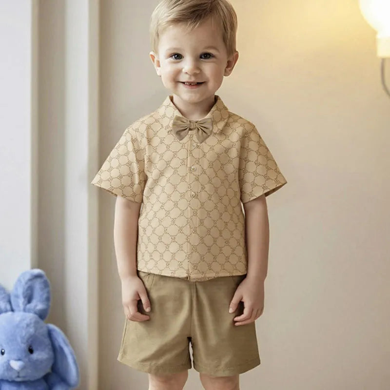 BOY'S CARTOON BEAR SHORT-SLEEVE 2PCS SET
