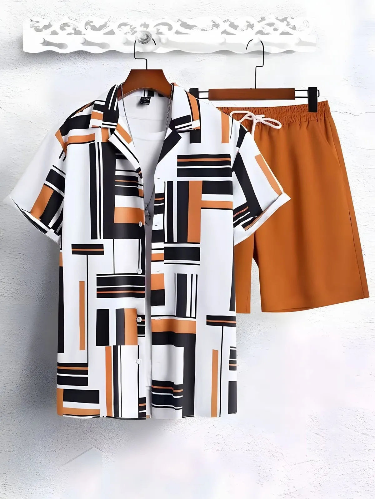 MEN'S CASUAL HAWAIIAN SHORT SLEEVE SHIRT 2PCS SET