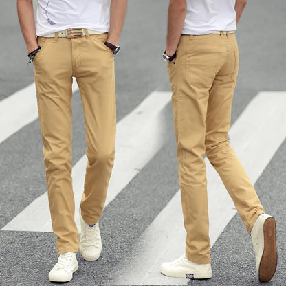 MEN'S SOLID SLIM FIT STRAIGHT PANTS