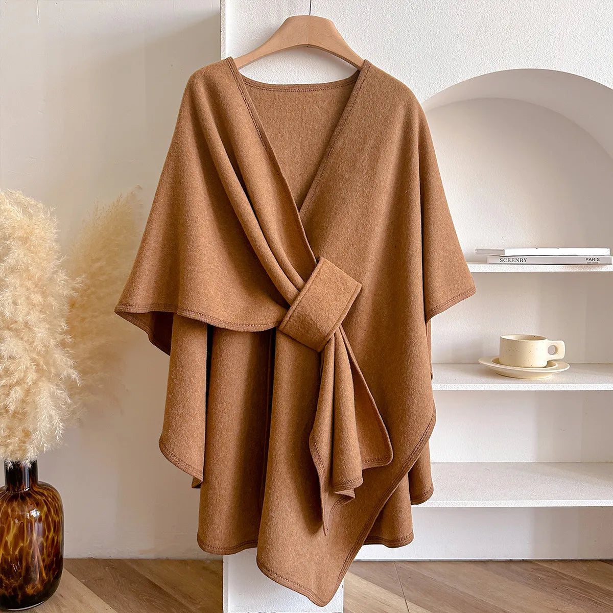 LADIES AUTUMN WINTER WARM SOLID SPLIT SHAWL