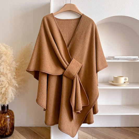 LADIES AUTUMN WINTER WARM SOLID SPLIT SHAWL