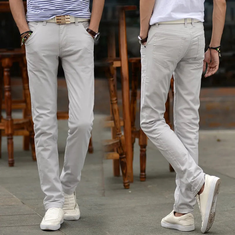 MEN'S SOLID SLIM FIT STRAIGHT PANTS