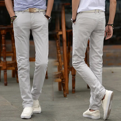 MEN'S SOLID SLIM FIT STRAIGHT PANTS