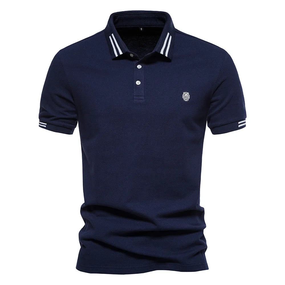 MEN'S SHORT SLEEVE STRIPE COTTON POLO SHIRT