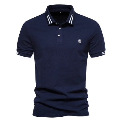 MEN'S SHORT SLEEVE STRIPE COTTON POLO SHIRT