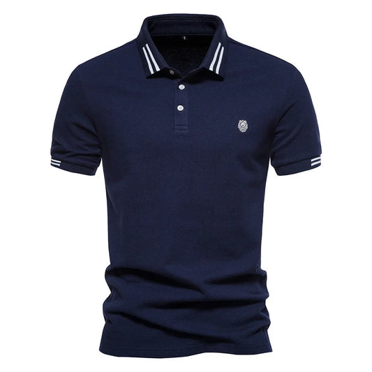MEN'S SHORT SLEEVE STRIPE COTTON POLO SHIRT