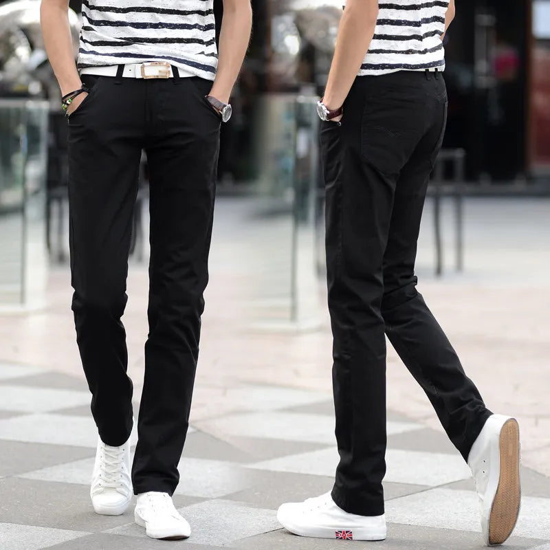 MEN'S SOLID SLIM FIT STRAIGHT PANTS