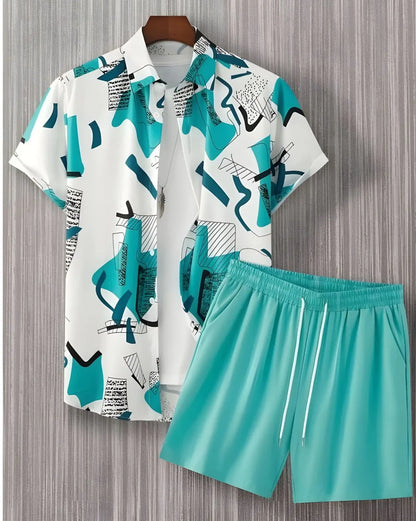 MEN'S CASUAL HAWAIIAN SHORT SLEEVE SHIRT 2PCS SET
