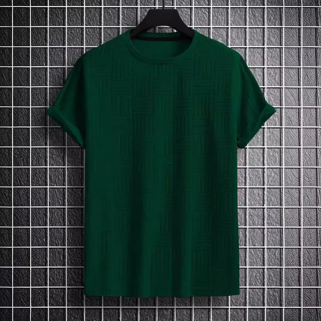 MEN'S CASUAL SPORT STRIPE ROUND NECK T-SHIRT
