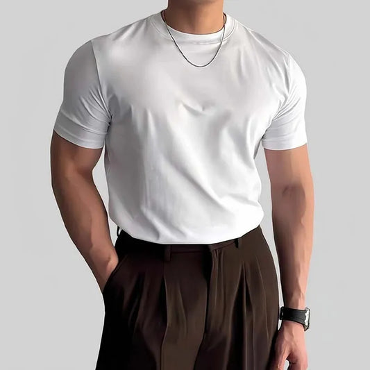 MEN'S SOLID ROUND NECK SLIM-FIT T-SHIRT