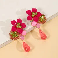 LADIES EXAGGERATED RESIN FLORAL EARRINGS