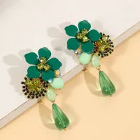LADIES EXAGGERATED RESIN FLORAL EARRINGS