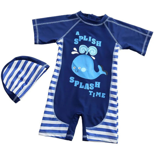 BOY'S ONE-PIECE SWIMWEAR  AND CAP