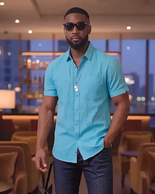 MEN'S CASUAL BUTTON SHORT SLEEVE SHIRT