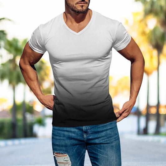 MEN'S CASUAL GRADIENT PLUS SIZE T-SHIRT