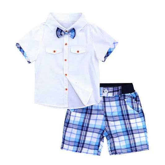 BOY'S PLAID SHORT SLEEVE 2PCS SET