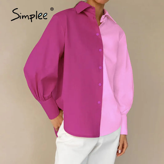 LADIES CASUAL BLOCKING LONG PUFF SLEEVELESS BLOUSE