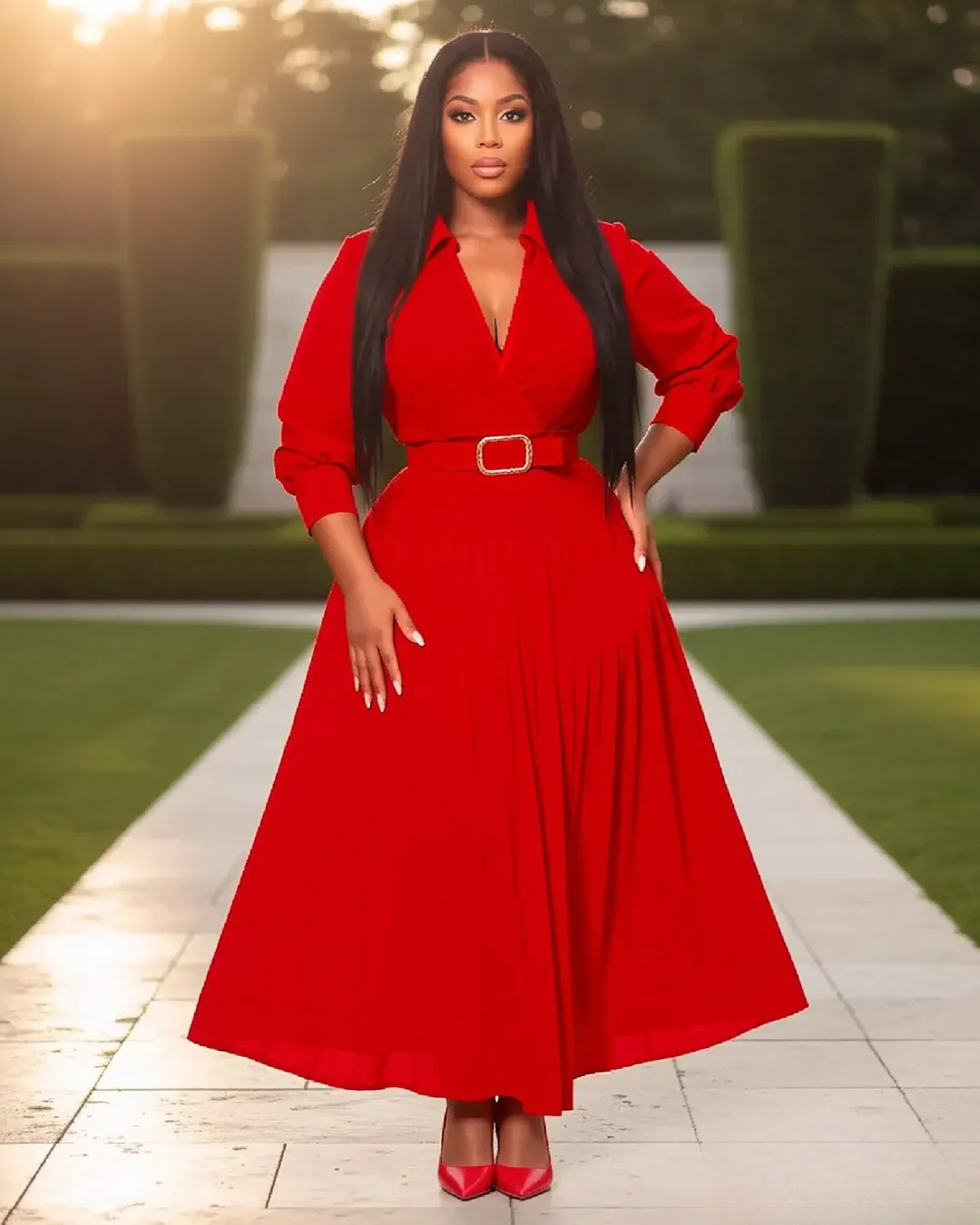 Lady's red dress