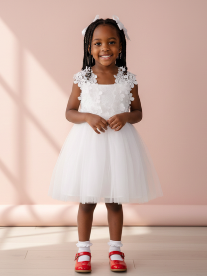girls white floral dress 