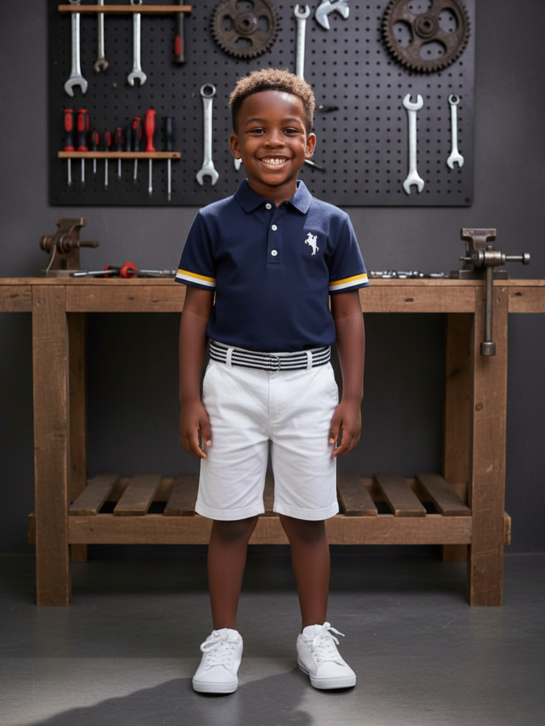BOY'S LAPEL SHORT SLEEVE AND SHORTS 2PCS SET